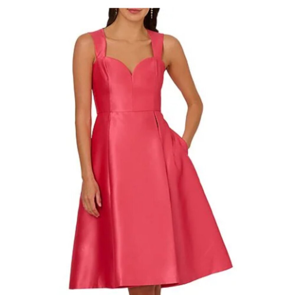 Adrianna Pappel size 6 Beach Rose Mikado midi dress with sweetheart neckline